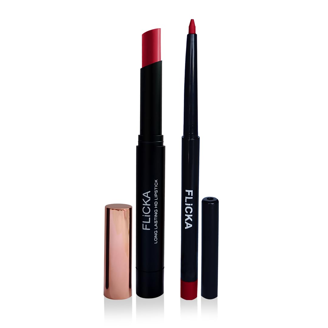 FLiCKA High Drama Matte Lipstick Introvert & Lip Liner Moscow Combo | 09