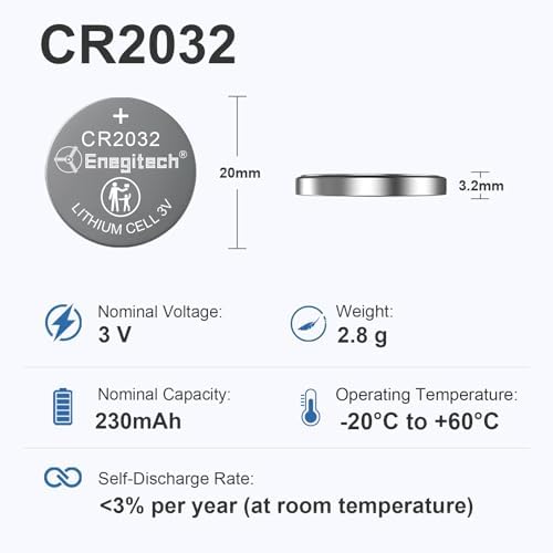 CR2032 Lithium Coin Cell Batteries - 3V Button Batteries (6-Pack)