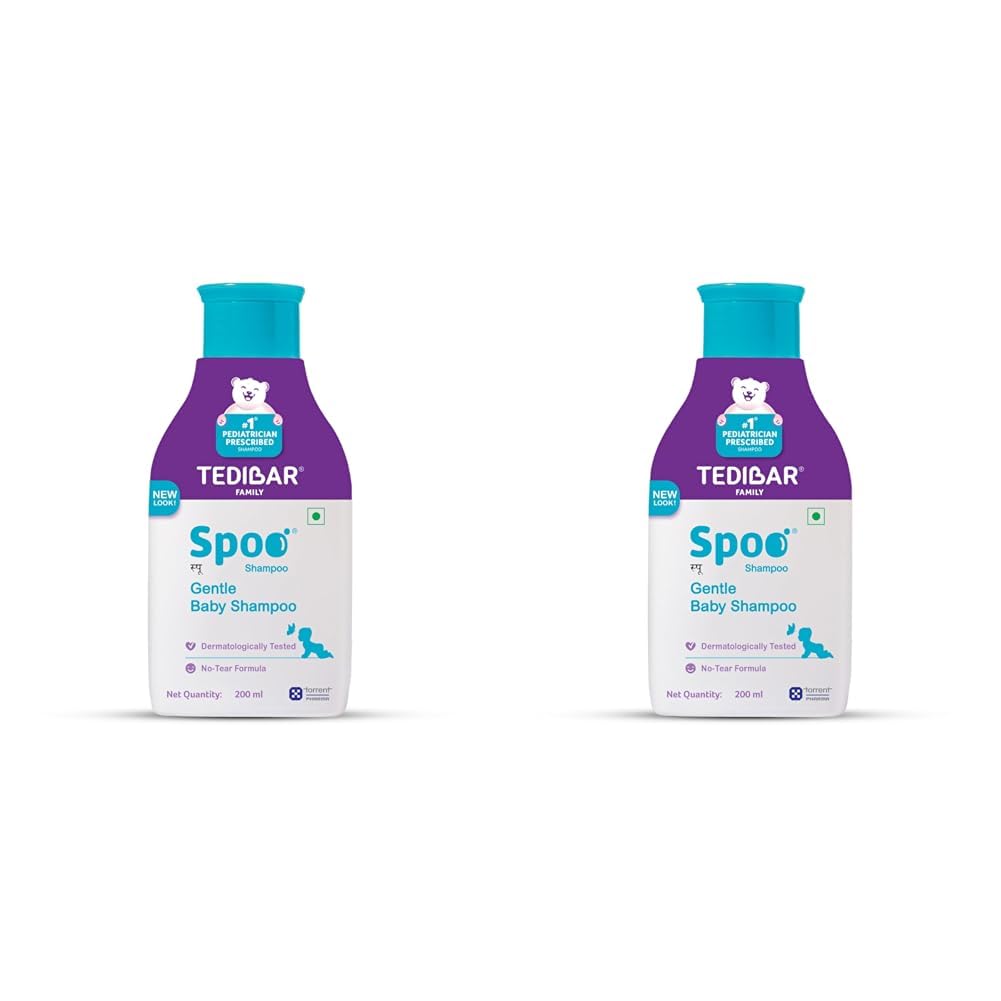 SPOO Tedibar Gentle Baby Shampoo 200Ml No Tears|Gentle On Scalp|No.1 Pediatrician Prescribed Shampoo*- By Torrent Pharma (Pack Of 2)