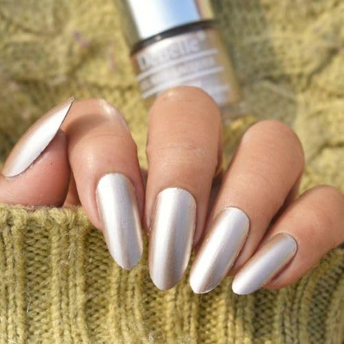 DeBelle Gel Nail Polish Chrome Beige (Metallic Beige Nail Paint)|Non UV - Gel Finish |Chip Resistant | Seaweed Enriched Formula| Long Lasting|Cruelty and Toxic Free| 8ml