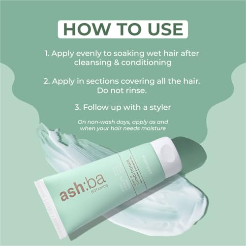 Ashba Botanics Leave-in Conditioner for Frizzy, Wavy & Curly Hair | Hair Cream For Men & Women | Moisturizes, Protects, Nourishes & Adds Shine to Dry & Damaged Hair | Silicone Free (50, millilitre)