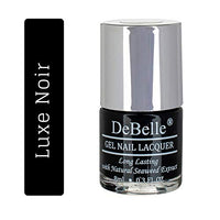 DeBelle Gel Nail Polish, Glossy Finish, Luxe Noir (Black) - Enriched with natural Seaweed Extract, Cruelty Free, Toxic Free, 8ml