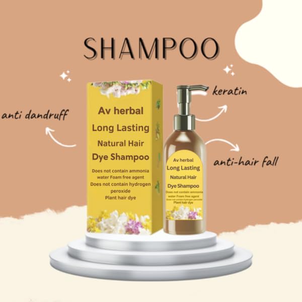 AV Herbal International Hair Dye Shampoo | Natural Black Hair Color | 3-in-1 Color, Cleanse & Nourish | 300ml