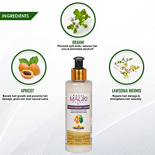 Khadi Mauri Herbal Conditioning Cream Shampoo For Dry & Damaged Hair Treatment & Deep Natural Conditioning, 210 Ml