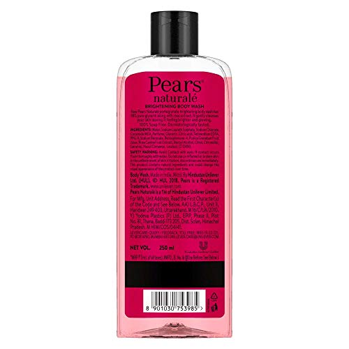 Pears Naturale Brightening Pomegranate Body Wash 250 ml, 100% Natural Ingredients, Liquid Shower Gel with Rose Extract for Glowing Skin - Paraben Free (Pack of 3)