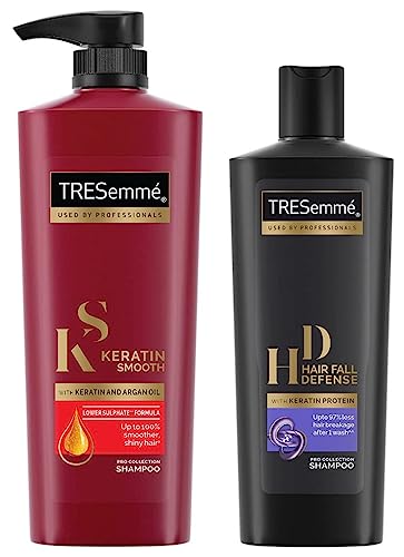 Tresemme Keratin Smooth Shampoo, 580Ml And Hair Fall Defense Shampoo, 340Ml