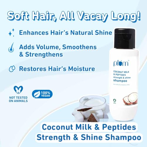 Plum Unisex Head To Toe Travel Kit | Hawaiian Rumba Shower Gel | Coconut Milk & Peptides Shampoo | Vanilla Caramello Body Lotion | Travel Friendly Personal Care Set