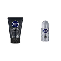Nivea Men Face Wash, Deep Impact Intense Clean, 100g & Men Deodorant Roll On, Silver Protect, 50ml