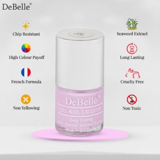 Debelle Gel Nail Polish Lilac Bloom (Soft Lilac Nail Paint)|Non Uv - Gel Glossy Finish |Chip Resistant | Seaweed Enriched Formula| Long Lasting|Cruelty And Toxic Free| 8Ml