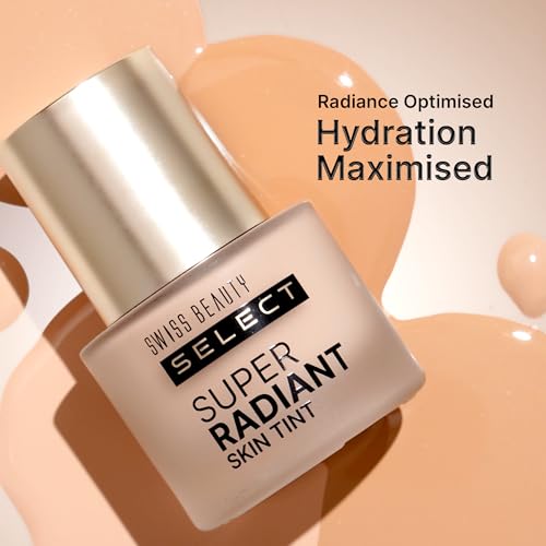 SWISS BEAUTY Select Super Radiant Hydrating Liquid Skin Tint | With Hyaluronic Acid | Provides Natural, Dewy Glow | Shade- Almond Glow, 30Gm