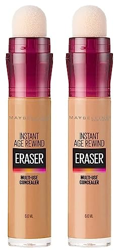 Maybelline New York Instant Age Rewind Cushion Concealer For Acne Prone, Medium Coverage, 6G And New York Instant Age Rewind Concealer, Caramel, Radiant, Natural, Luminous, 6Ml, 2 Count