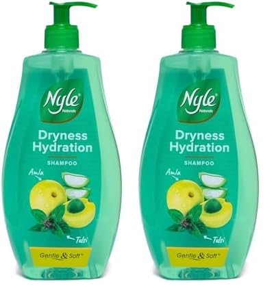 Nyle Naturals Dryness Hydration Shampoo| For Dry & Frizz Free Hair | With Tulsi, Amla and Aloe Vera|Gentle & Soft Shampoo | For Men & Women | 800ml (Pack of 2)