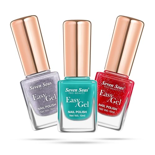 Seven Seas Easy Gel Nail Polish | Quick Dry Gel Nail Polish, Pack of 3 (Combo-16, 30ml)