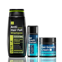 Ustraa Hair Growth Kit (Anti Hair fall Shampoo 250ml, Hair Growth Vitalizer 100ml & Hair Growth Cream 100g)- Controls Hair Fall, Boosts Hair Growth, For All Hair Types