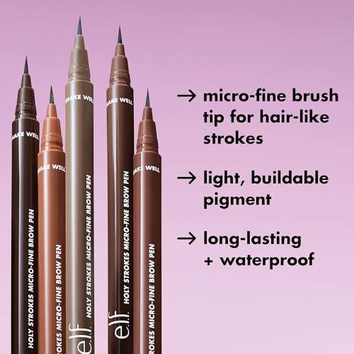e.l.f. Holy Strokes Micro-Fine Brow Pen, for a Natural Look, Long-Lasting Eyebrow Pencil, Waterproof & Smudge-Proof, Vegan & Cruelty Free, Taupe