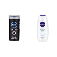 Nivea Men Shower Gel, Active Clean Body Wash, Men, 250ml & Shower Gel, Creme Soft Body Wash, Women, 250ml