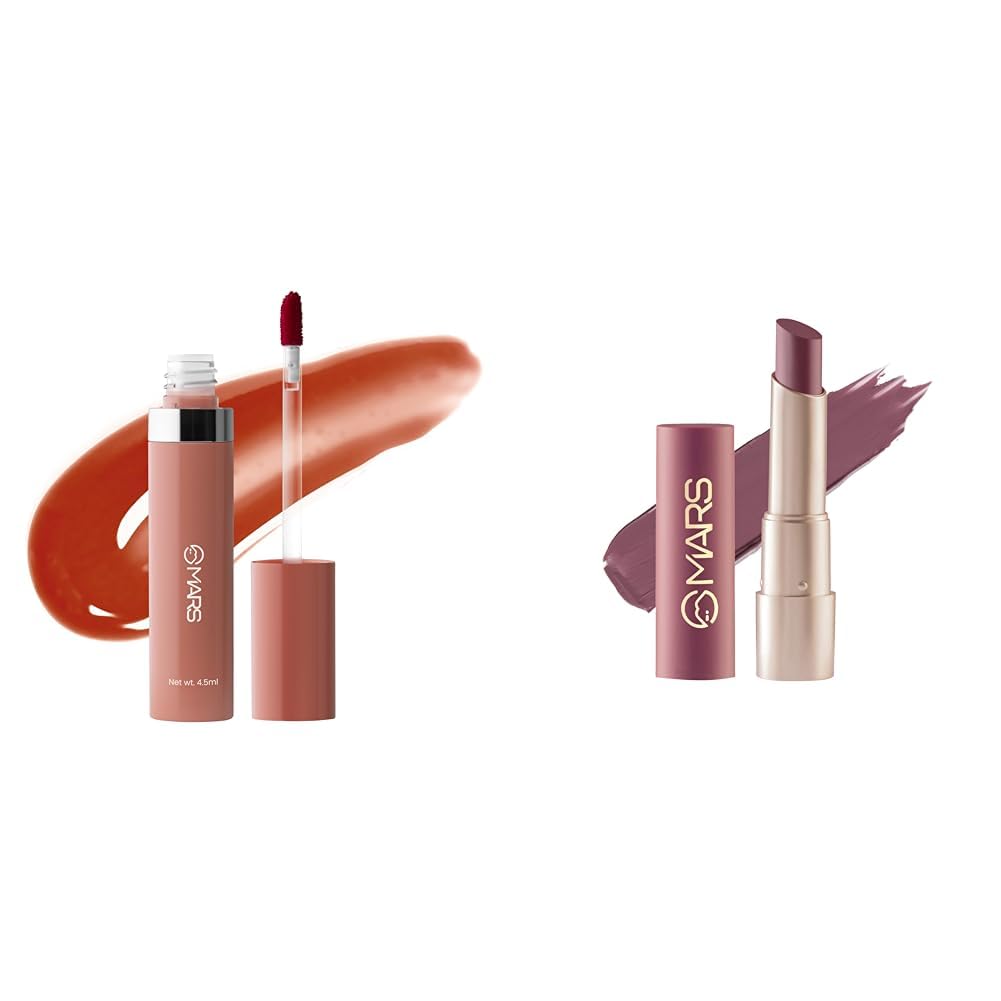 MARS Drip Lip Mist for Women (4.5 ml) (01-Peachy Drip) Reapplication Creamy Matte Long Lasting Lipstick for Women (3.2 gm) (17-Sultry Samba)
