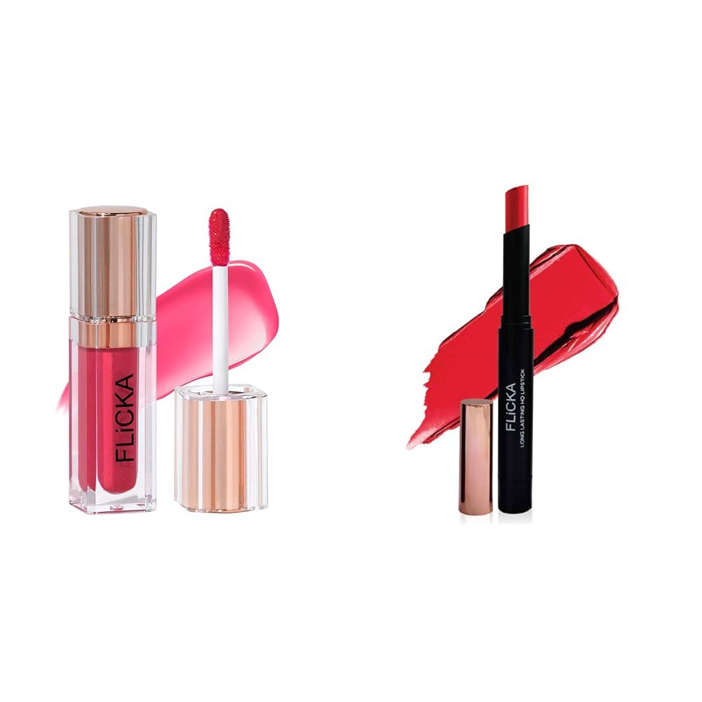 FLiCKA Shimmery Affair Lip Gloss 6 Gin Baby Pink 5ml High Drama Creamy Matte Lipstick| Nontransfer HD Lipstick, Waterproof, Hydrating, Moisturizing, Upto 16Hrs, 02 Exited, 3.2