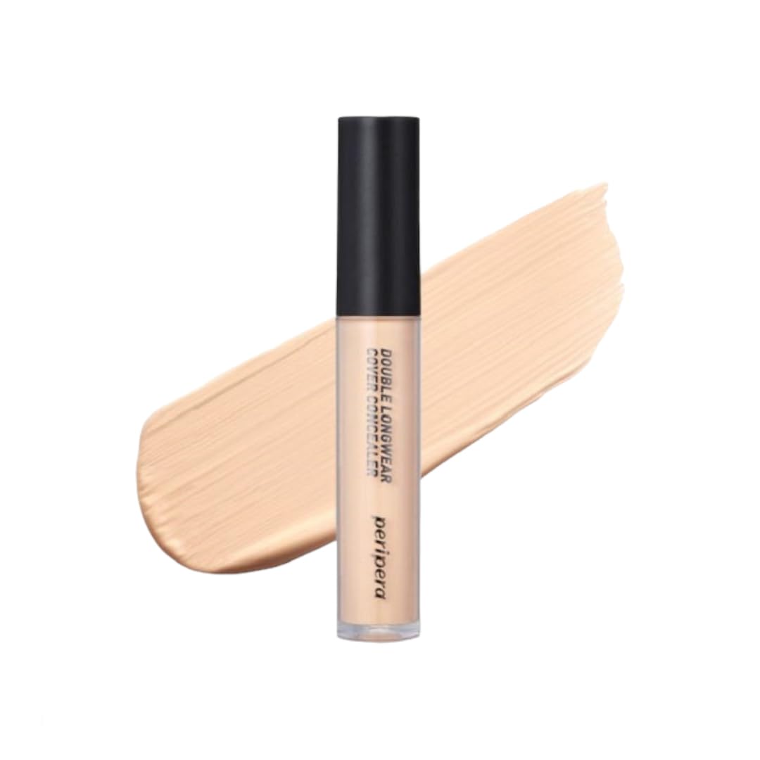 Peripera Double Longwear Concealer, Full Coverage for Skin Defects, Conceals Dark Circles, Covers Unwanted Blemished Dark Spots and Pores, Natural Beige - 5.5g