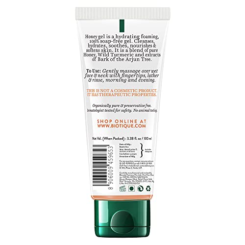 Biotique Honey Gel Soothe & Nourish Foaming Face wash | Soap Free Formula | Reduce Dryness | 100% Botanical Extracts | Suitable for All Skin Types | 150ml