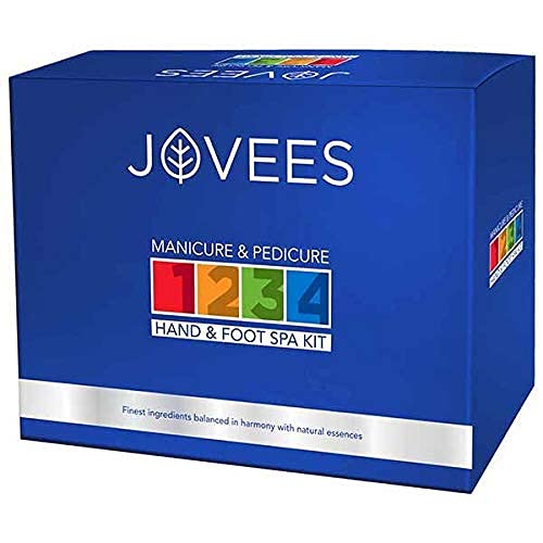 Jovees Herbal Manicure & Pedicure Spa Kit |240GM | Exfoliates Dead Skin With Cleanser, Scrub, Massage Cream, Soften Skin, Repair cracks | Improves Nail Texture