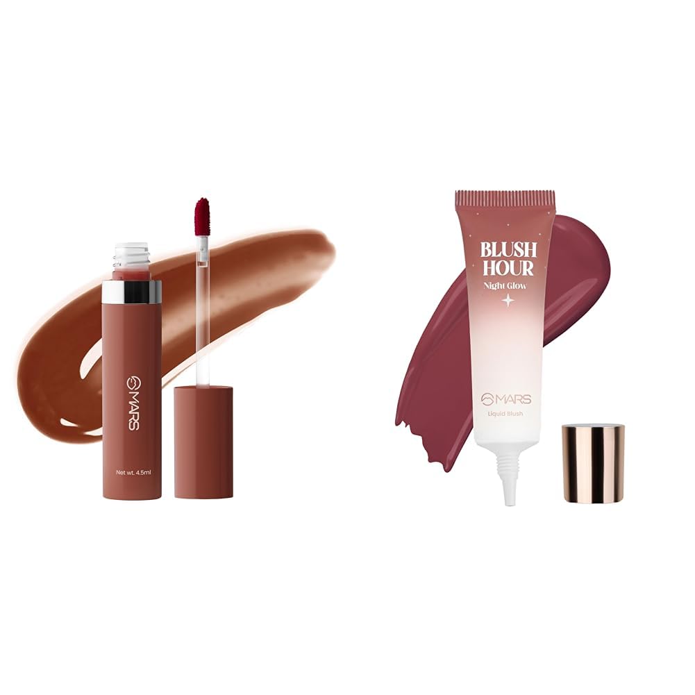 MARS Drip Lip Mist for Women (4.5 ml) (06-Cocoa Drip) Liquid Blush Hour | Dewy-Matte Finish | Highly Pigmented | Lightweight & Long-Lasting Formula | Effortless Application (12 ml) (06-NIGHT GLOW)