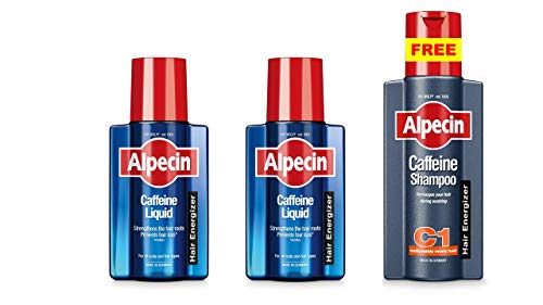 Alpecin Caffeine Liquid Scalp Tonic 2 Packs + 1 Free C1 Shampoo | Strengthen Hair Roots, Reduces Hair Loss And Energize Hair and Scalp | 2x200ml & 1x250ml (Pack 2+1 Free)