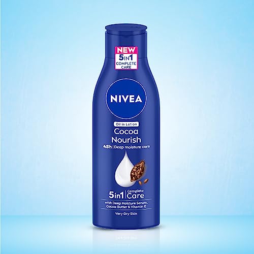 NIVEA Cocoa Nourish 200ml Body Lotion with Deep Moisture Serum| 48 H Moisturization | With Cocoa Butter & Coconut Oil | Non Greasy & Healthy Looking Skin |For Very Dry Skin (Pack of 2)