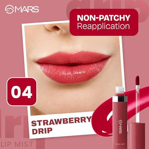 MARS Drip Lip Mist for Women (4.5 ml) (04-Strawberry Drip) Matte Super Stay Lipstick | Up to 12 Hours Long Lasting | Smudge Proof and Waterproof Lipstick for Women (2.6 gm) (05-MAJESTIC)