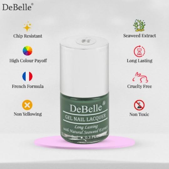 DeBelle Gel Creme Finish Nail Polish Green Olivia (Dark Olive Green) 8 Ml - Enriched With Natural Seaweed Extract, Cruelty Free, Toxic Free