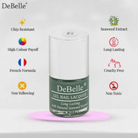 DeBelle Gel Creme Finish Nail Polish Green Olivia (Dark Olive Green) 8 Ml - Enriched With Natural Seaweed Extract, Cruelty Free, Toxic Free