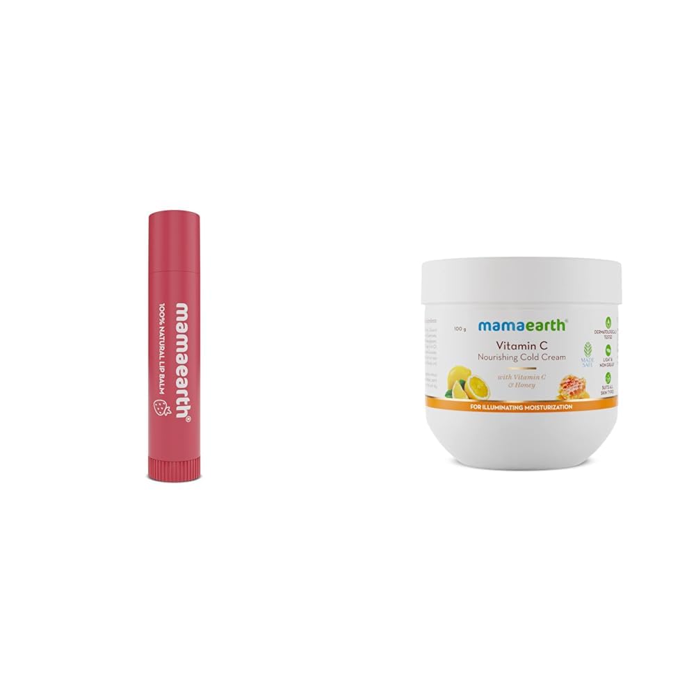 Mamaearth Nourishing Tinted 100% Natural Lip Balm with Vitamin E and Strawberry - 4 g & Mamaearth Vitamin C Nourishing Cold Cream for Face & Body with Vitamin C & Honey – 100g