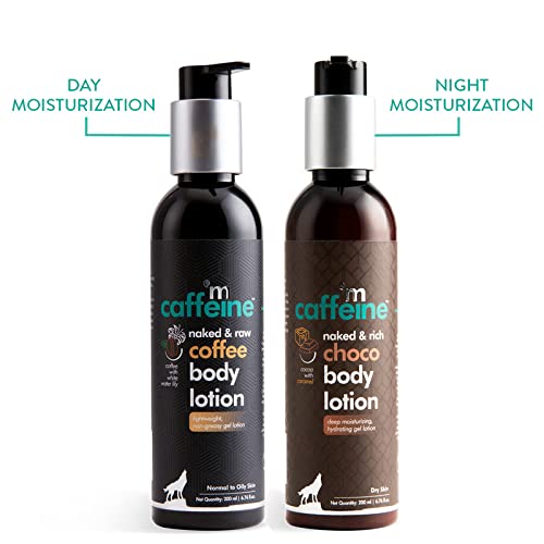 MCaffeine Day & Night Moisturizing Body Lotion Combo | Coffee Lotion for Day & Choco Lotion for Night | With Cocoa & Shea Butter | Pack of 2