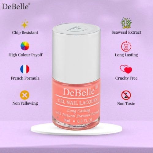 DeBelle Glossy Finish Gel Nail Polish De Carnation (Blush Pink Nail Paint), 8 ml