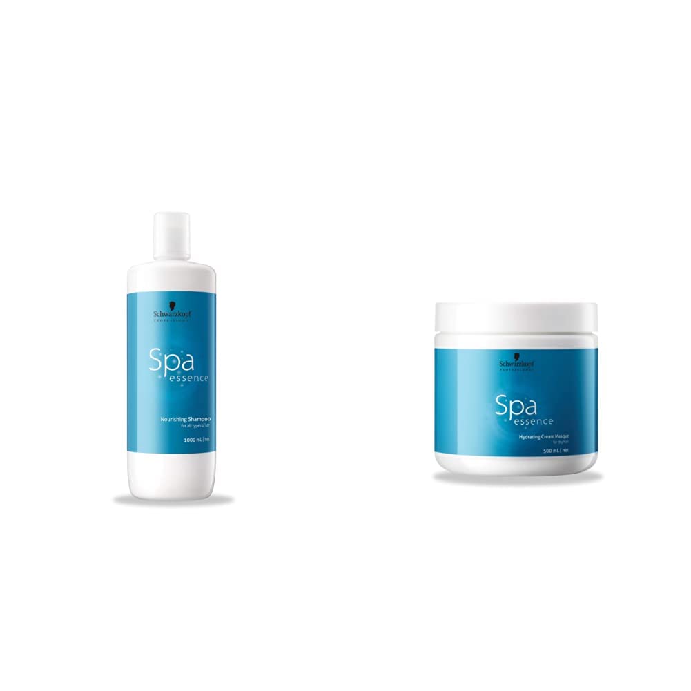 Schwarzkopf Professional Spa Essence VALUE COMBO - Nourishing Shampoo1000 Ml + Hydrating Cream Hair Mask 500ml | DIY Hair Spa