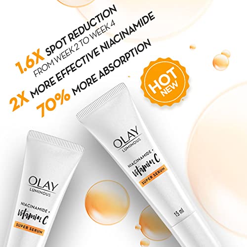 Olay Vitamin C Face Mini Serum with Niacinamide l Dark Spot Reduction l Even Glow & Smooth Texture l Normal, Oily, Dry & Combination Skin l Parabens & Sulphate-free l 15ml
