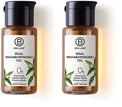 Brillare Real Mahabhringraj Oil with 14 Traditional Herbs, 100% Natural, Cold Pressed Oil, Makes Healthy & Flake-Free Scalp (Pack of 2)