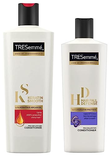 TRESemme Keratin Smooth Conditioner 335 ml, & TRESemme Hair Fall Defence Conditioner 190 ml, With Keratin, Hair Fall Control and Longer, Stronger Hair -Deep Conditions Damaged Hair for Men & Women