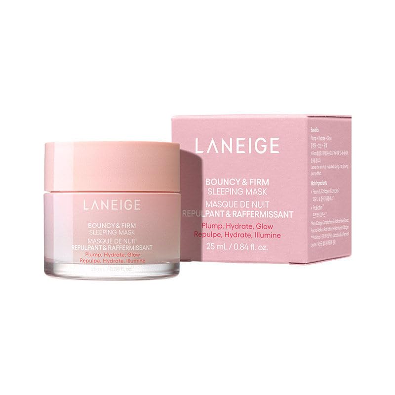 LANEIGE Bouncy&Firm Face Sleeping Mask with Collagen | Barrier Boosting Hydration with Peony & Collagen Complex | Gel Texture Collagen Cream | Night Cream for Glowing Skin| Korean Skincare |25ml