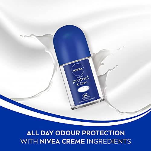 Nivea Women Deodorant Roll On, Pearl & Beauty Fine Fragrance For Fragrant Smooth & Beautiful Underarm Skin, 50ml&Nivea Deodorant Roll On, Protect & Care for Unisex, 50ml