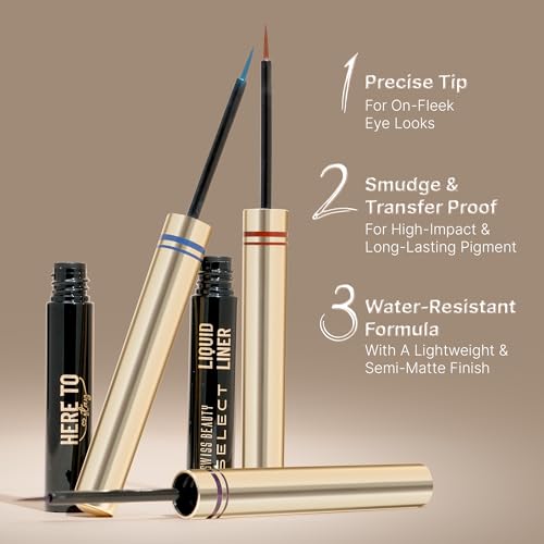 SWISS BEAUTY Select Here To Stay Semi-Matte Liquid Waterproof Eyeliner | With Precise & Pointed Tip | Smudge-Proof, Transfer- Proof | Shade- Wanderlust Blue| 3ml |