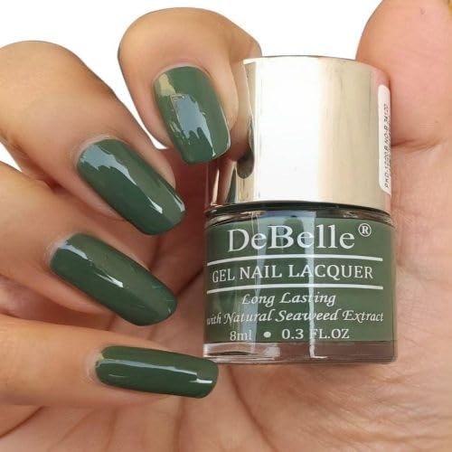 DeBelle Gel Creme Finish Nail Polish Green Olivia (Dark Olive Green) 8 Ml - Enriched With Natural Seaweed Extract, Cruelty Free, Toxic Free