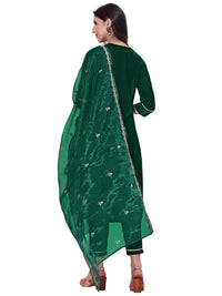 SIRIL Women's  Velvet Embroidery Straight Kurta Set with Dupatta