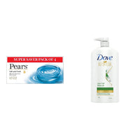Pears Soft and Fresh Bathing Bar, 125g (Buy 3 Get 1 Free) & Dove Hair Fall Rescue Shampoo, 1L