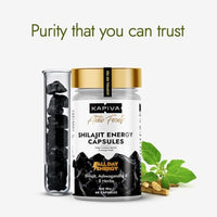 Kapiva Shilajit/Shilajeet Energy 60 Capsules | Made with 100% Pure Shilajit | For All Day Energy & Stamina | With Ashwagandha,Gokshura | Contains 12 Vitamins & 13 Minerals