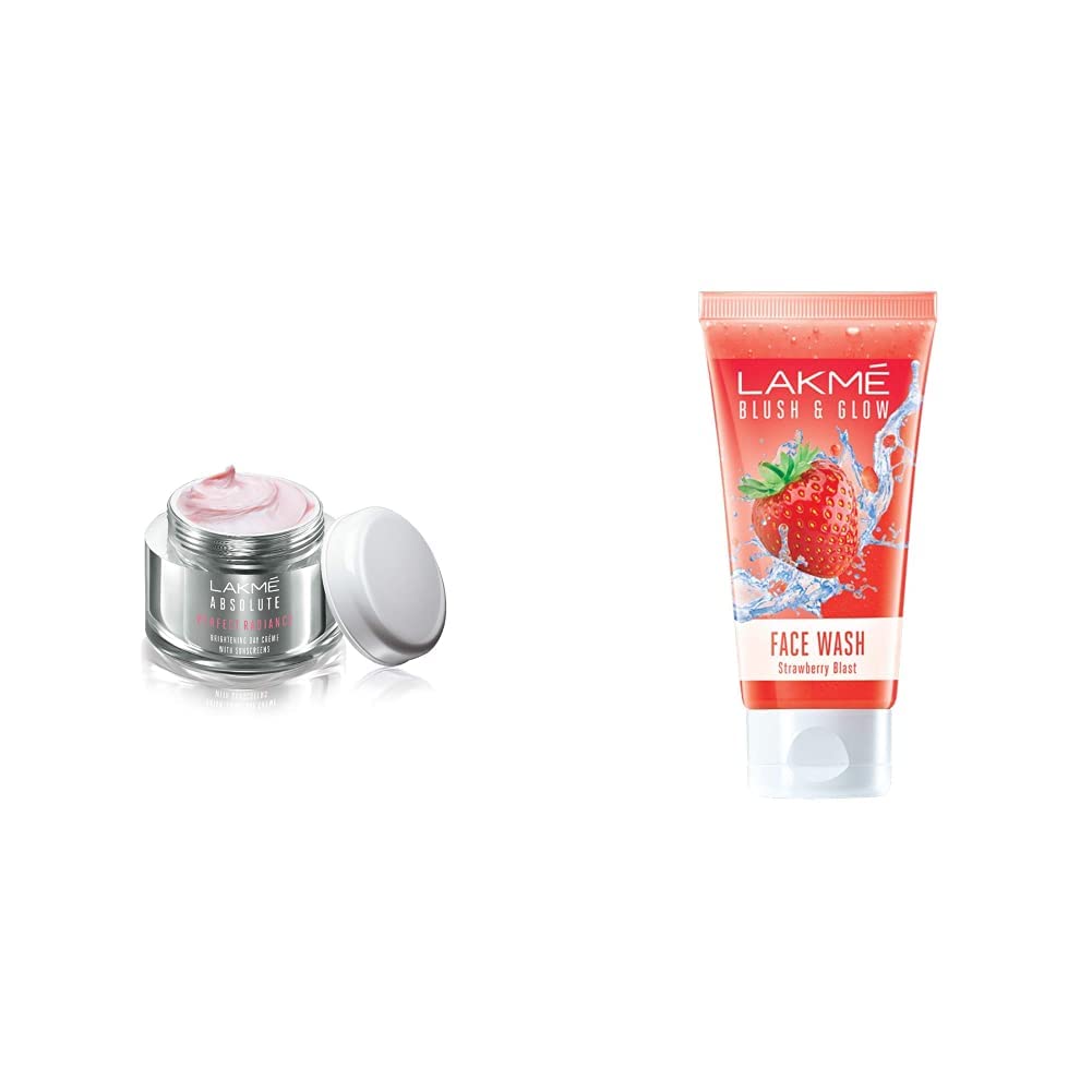 Lakmé Perfect Radiance Fairness Day Creme 50 G & Blush And Glow Strawberry Gel Face Wash, 100G