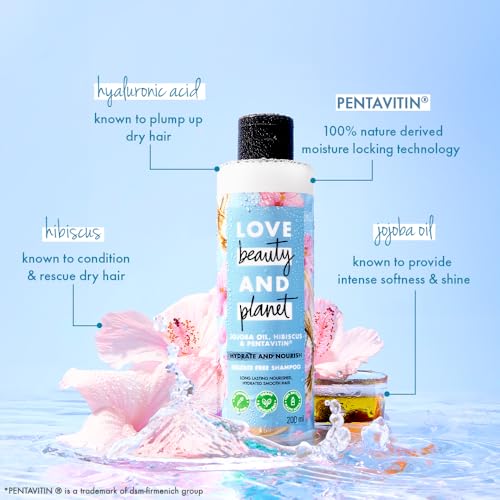 Love Beauty And Planet Jojoba oil, Hibiscus & Pentavitin Hydrate & Nourish Sulfate Free Shampoo 400ml