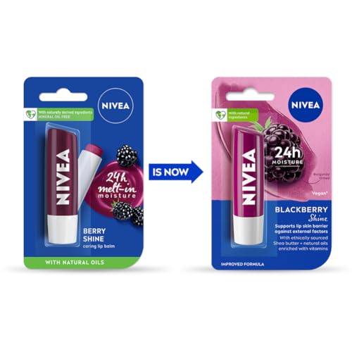 NIVEA Lip Balm, Fruity Berry Shine, 4.8gm, Purple