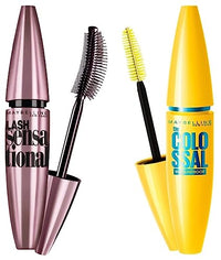 Maybelline New York Lash Sensational Waterproof Mascara, Black, 10g & Maybelline New York Volume Express Colossal Masacara, Waterproof, Black, 10ml