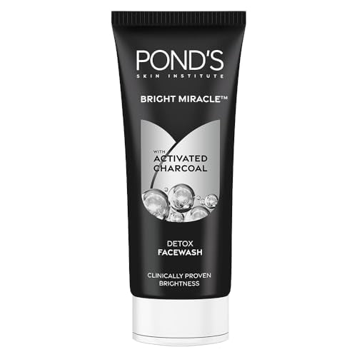 POND's Bright Miracle Detox Facewash | 10X Power Of Activated Charcoal| For Deep Cleaned Skin | Reveals Glow, Pollution Clear Face Wash, 100Gm